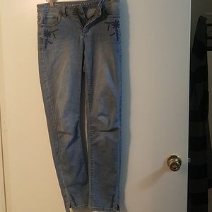 LC Conrad floral embroidered blue jeans